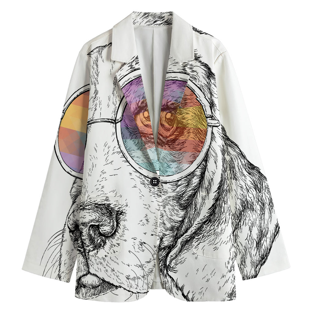 Hipster Beagle With Glasses Print Women's Blazer