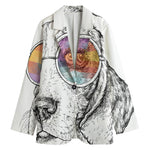 Hipster Beagle With Glasses Print Women's Cotton Blazer