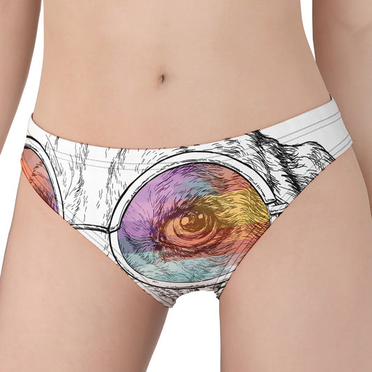 Hipster Beagle With Glasses Print Women's Panties