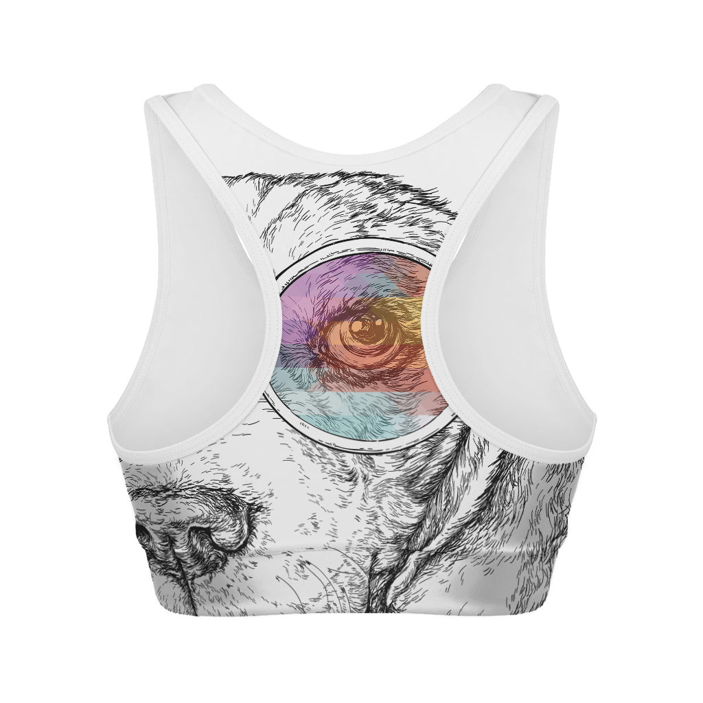 Hipster Beagle With Glasses Print Women's Sports Bra