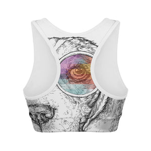 Hipster Beagle With Glasses Print Women's Sports Bra