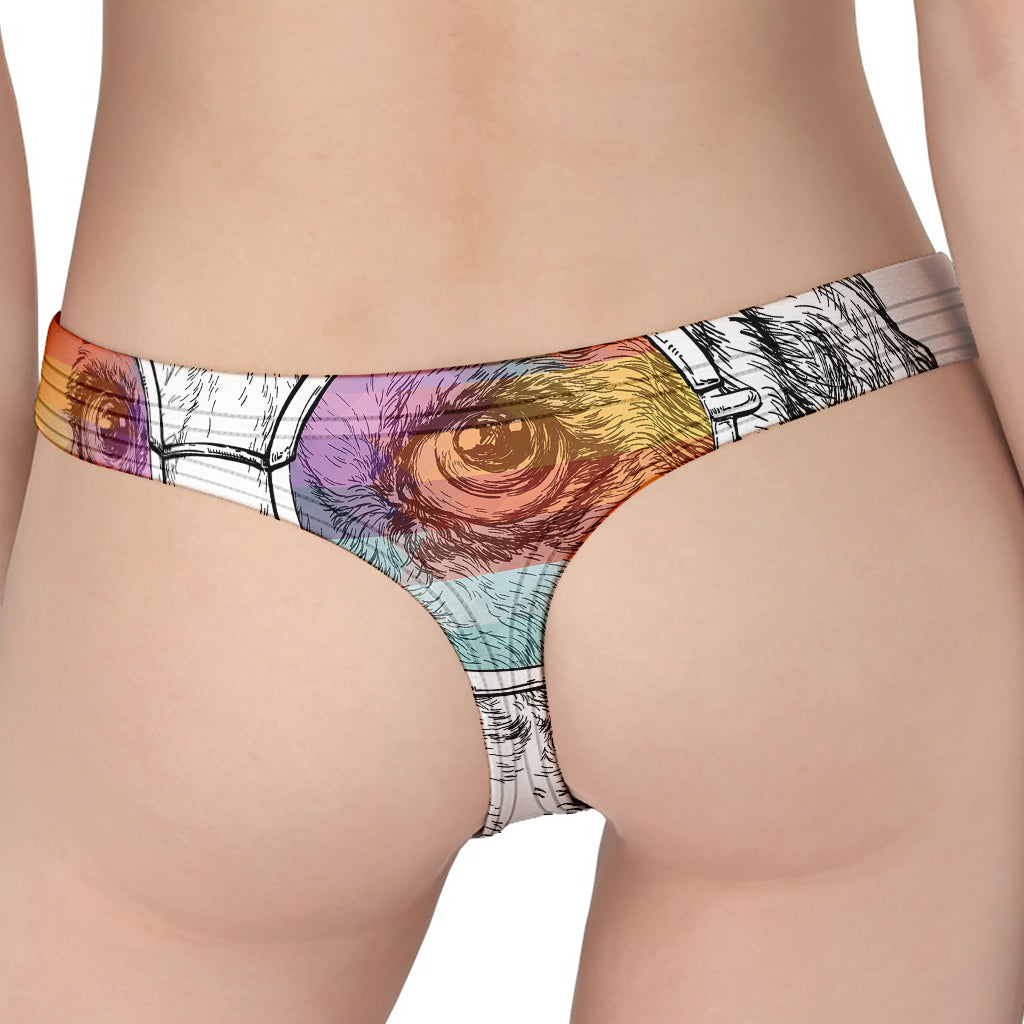 Hipster Beagle With Glasses Print Women's Thong