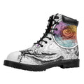 Hipster Beagle With Glasses Print Padded Collar Lace Up Boots