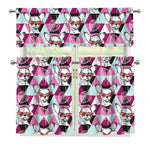 Hipster Chihuahua Pattern Print 3 Piece Kitchen Curtains