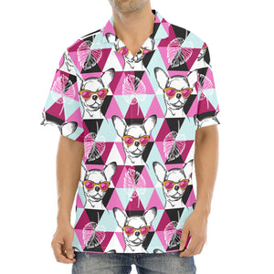 Hipster Chihuahua Pattern Print Aloha Shirt