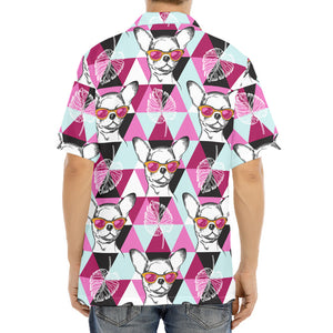 Hipster Chihuahua Pattern Print Aloha Shirt