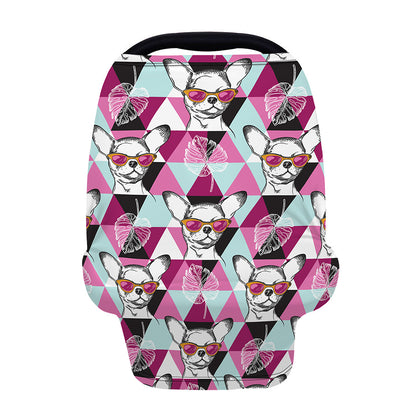 Hipster Chihuahua Pattern Print Baby Seat Cover