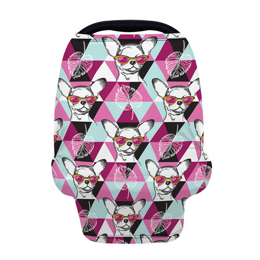 Hipster Chihuahua Pattern Print Baby Seat Cover