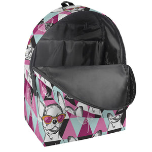 Hipster Chihuahua Pattern Print Backpack