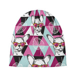 Hipster Chihuahua Pattern Print Beanie