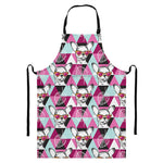 Hipster Chihuahua Pattern Print Bib Apron With Pocket