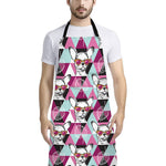 Hipster Chihuahua Pattern Print Bib Apron With Pocket