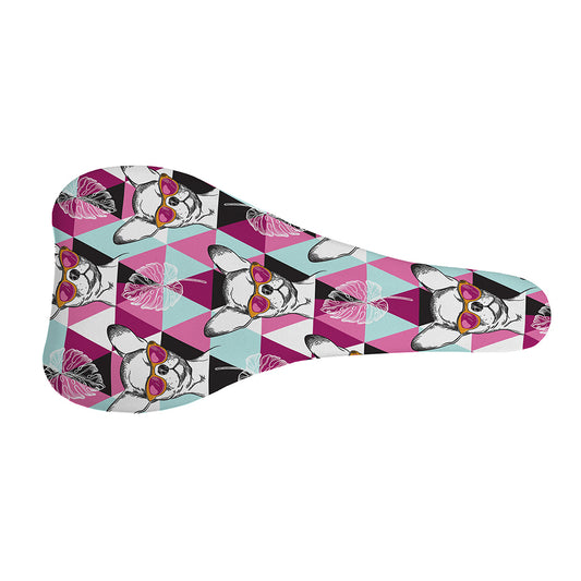 Hipster Chihuahua Pattern Print Bicycle Seat Cover