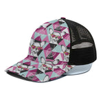 Hipster Chihuahua Pattern Print Black Mesh Trucker Cap