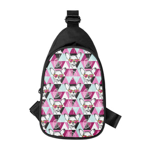 Hipster Chihuahua Pattern Print Chest Bag