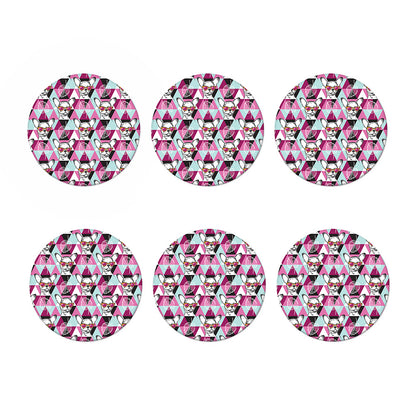 Hipster Chihuahua Pattern Print Coaster Set