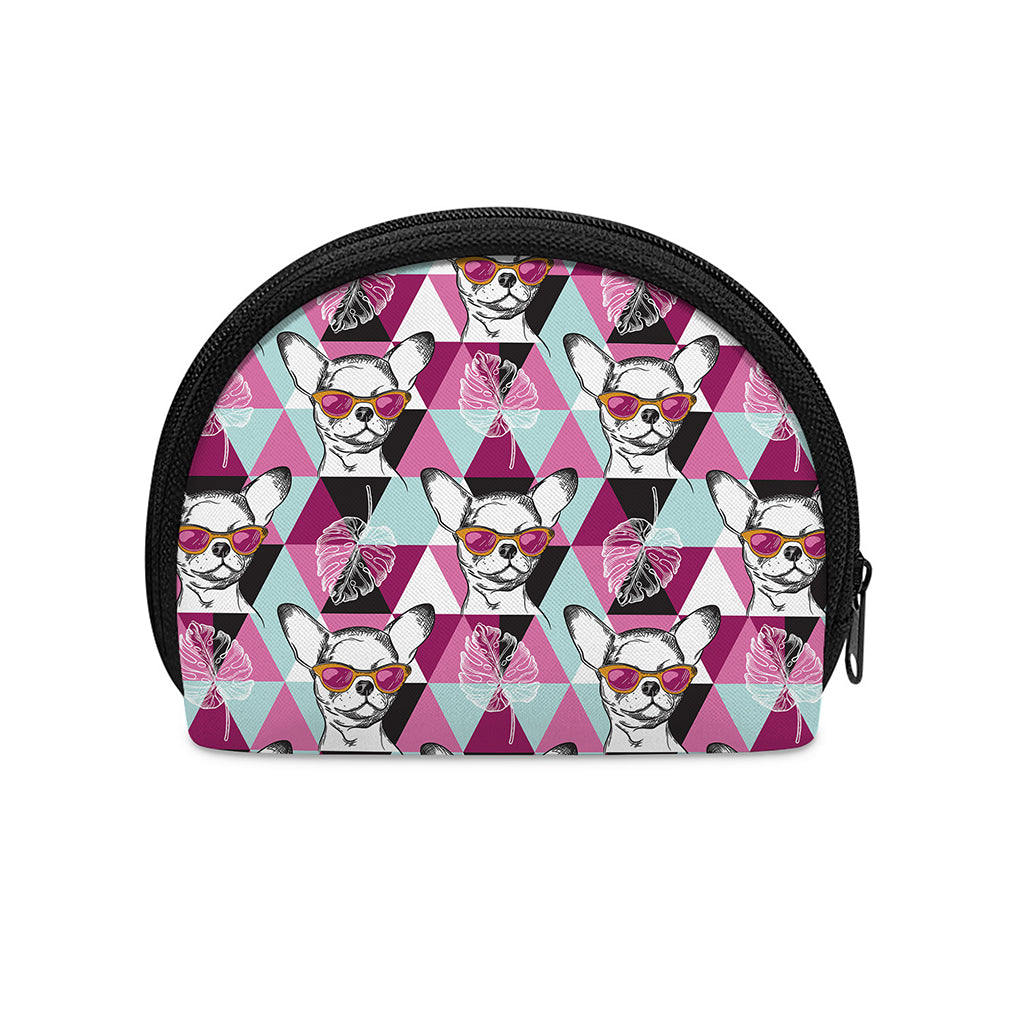 Hipster Chihuahua Pattern Print Coin Purse