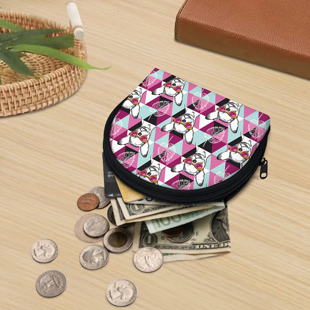 Hipster Chihuahua Pattern Print Coin Purse