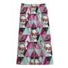 Hipster Chihuahua Pattern Print Cotton Front Slit Maxi Skirt