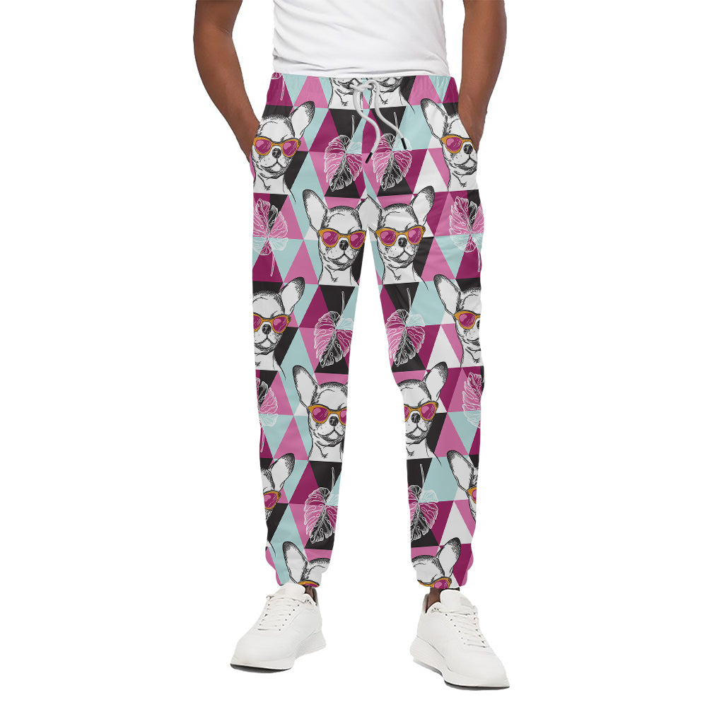 Hipster Chihuahua Pattern Print Cotton Pants