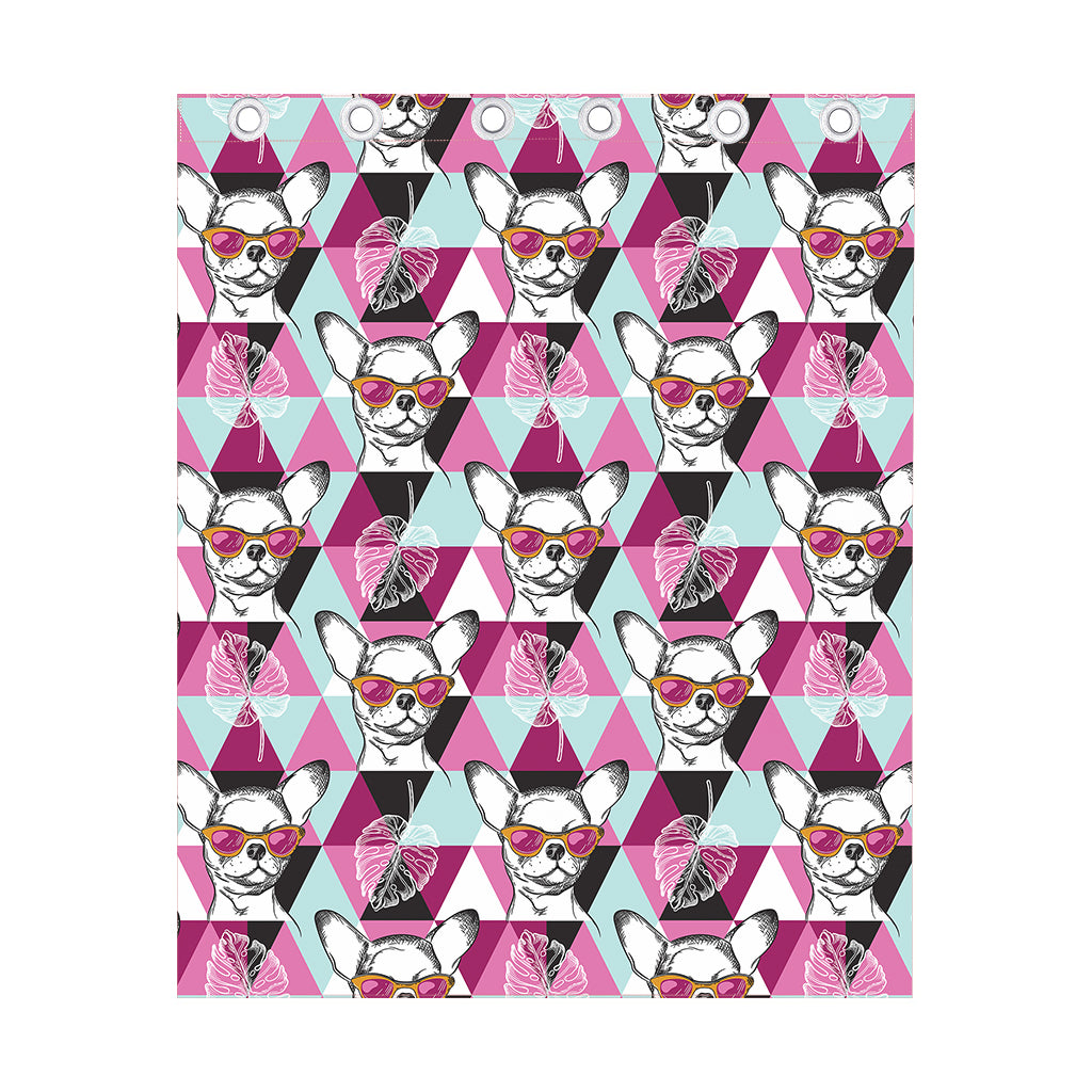 Hipster Chihuahua Pattern Print Curtain