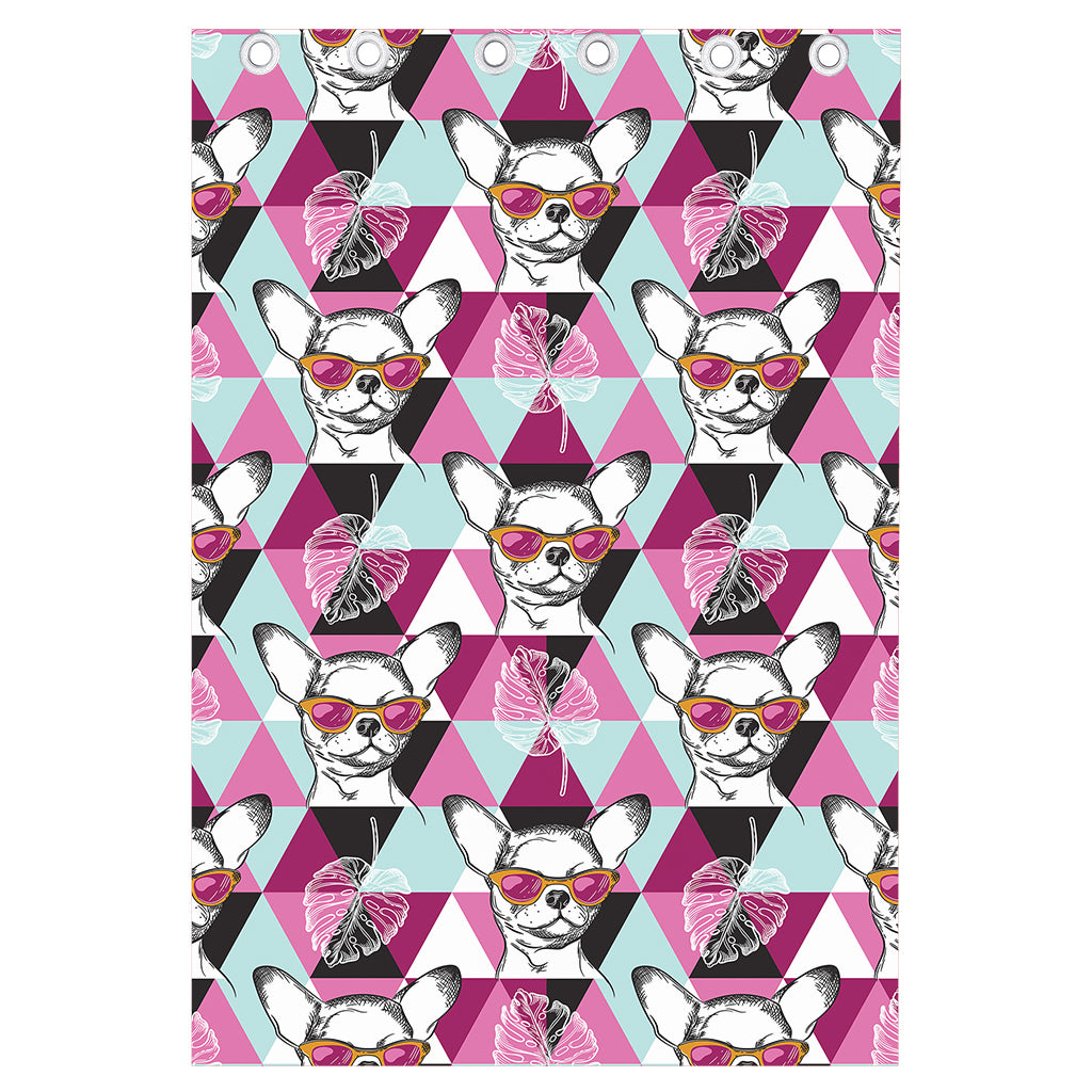 Hipster Chihuahua Pattern Print Curtain