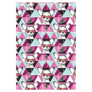 Hipster Chihuahua Pattern Print Curtain