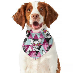 Hipster Chihuahua Pattern Print Dog Bandana