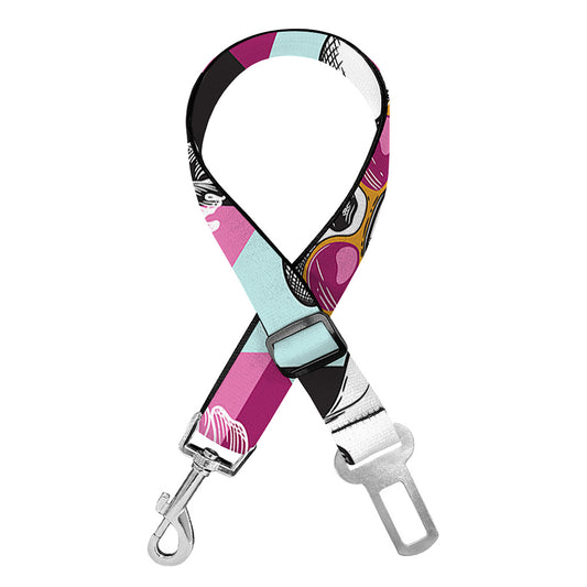 Hipster Chihuahua Pattern Print Dog Seat Belt