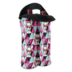 Hipster Chihuahua Pattern Print Double Neoprene Wine Tote