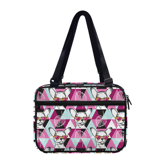 Hipster Chihuahua Pattern Print Double Strap Bible Bag
