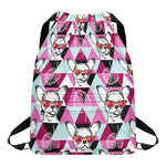 Hipster Chihuahua Pattern Print Drawstring Backpack
