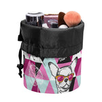 Hipster Chihuahua Pattern Print Drawstring Makeup Bag