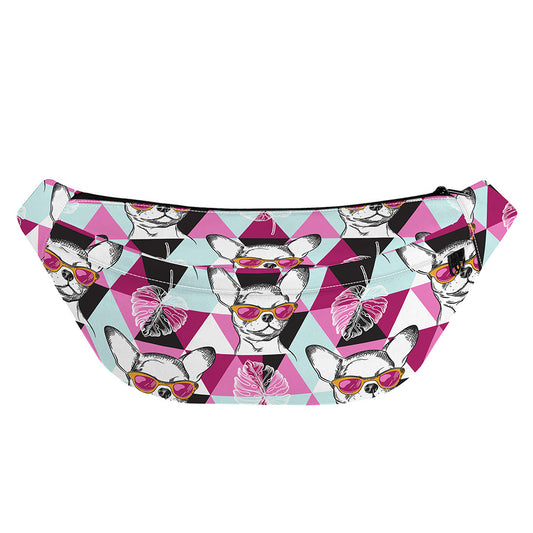 Hipster Chihuahua Pattern Print Fanny Pack