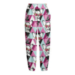 Hipster Chihuahua Pattern Print Fleece Lined Knit Pants
