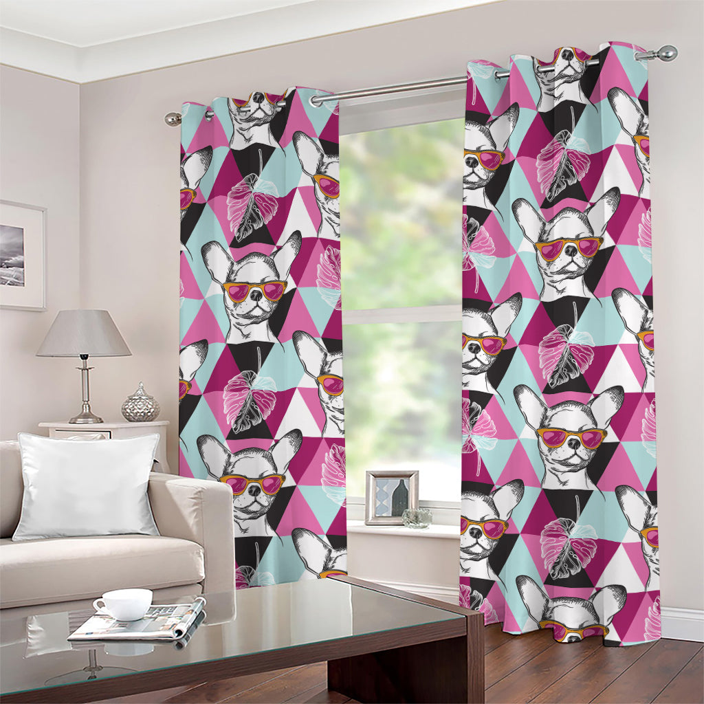 Hipster Chihuahua Pattern Print Grommet Curtains