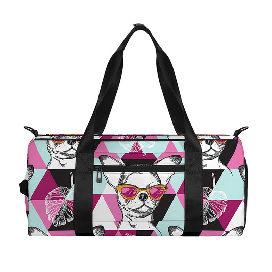Hipster Chihuahua Pattern Print Gym Bag