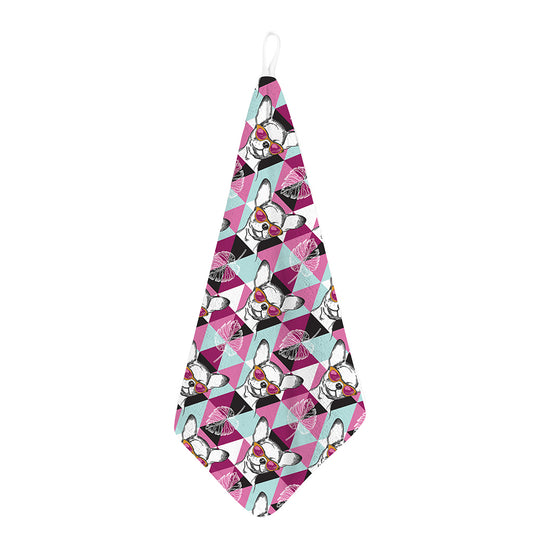 Hipster Chihuahua Pattern Print Hand Towel