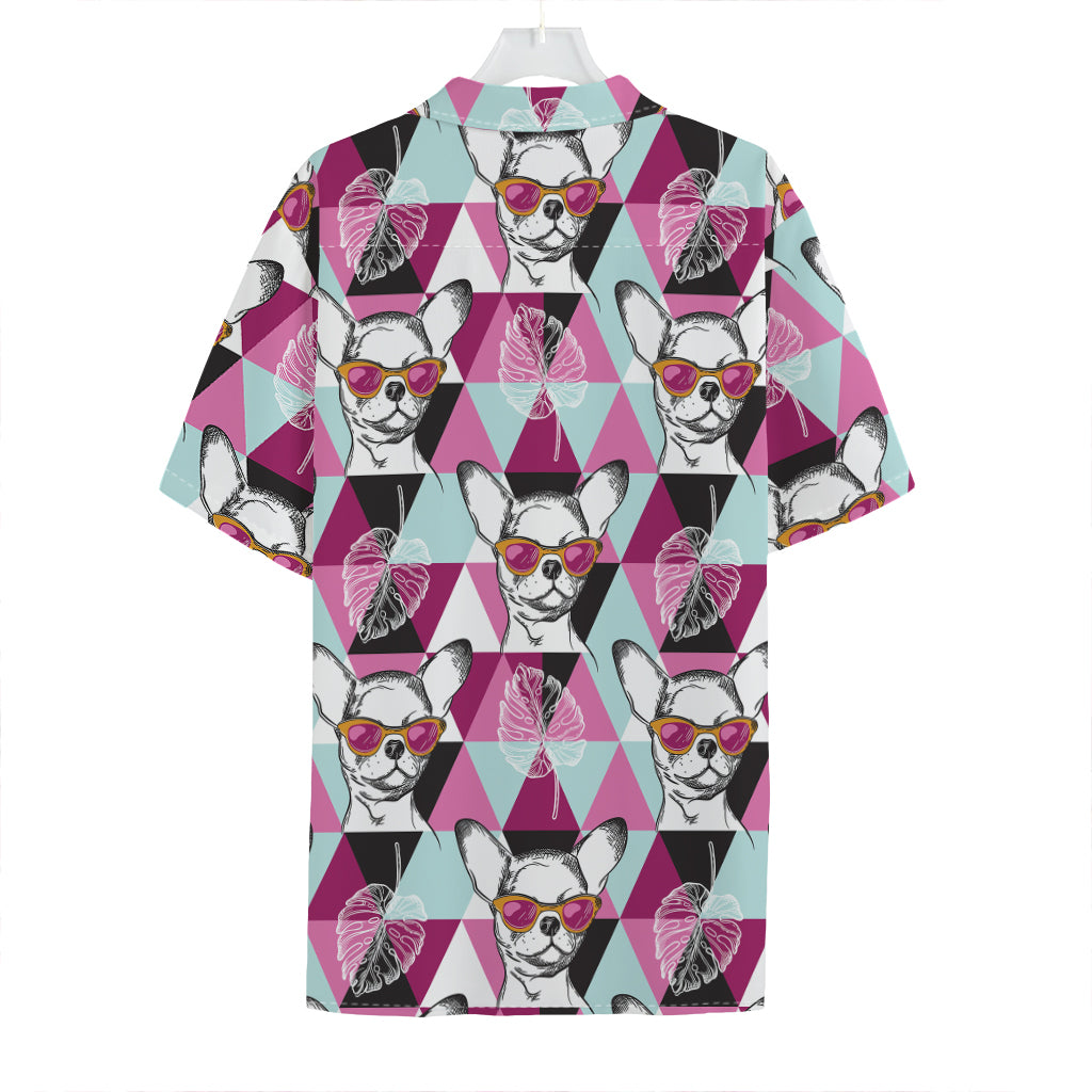 Hipster Chihuahua Pattern Print Hawaiian Shirt