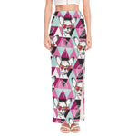 Hipster Chihuahua Pattern Print High Slit Maxi Skirt