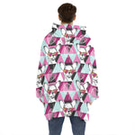 Hipster Chihuahua Pattern Print Hoodie Blanket