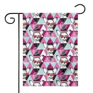 Hipster Chihuahua Pattern Print House Flag