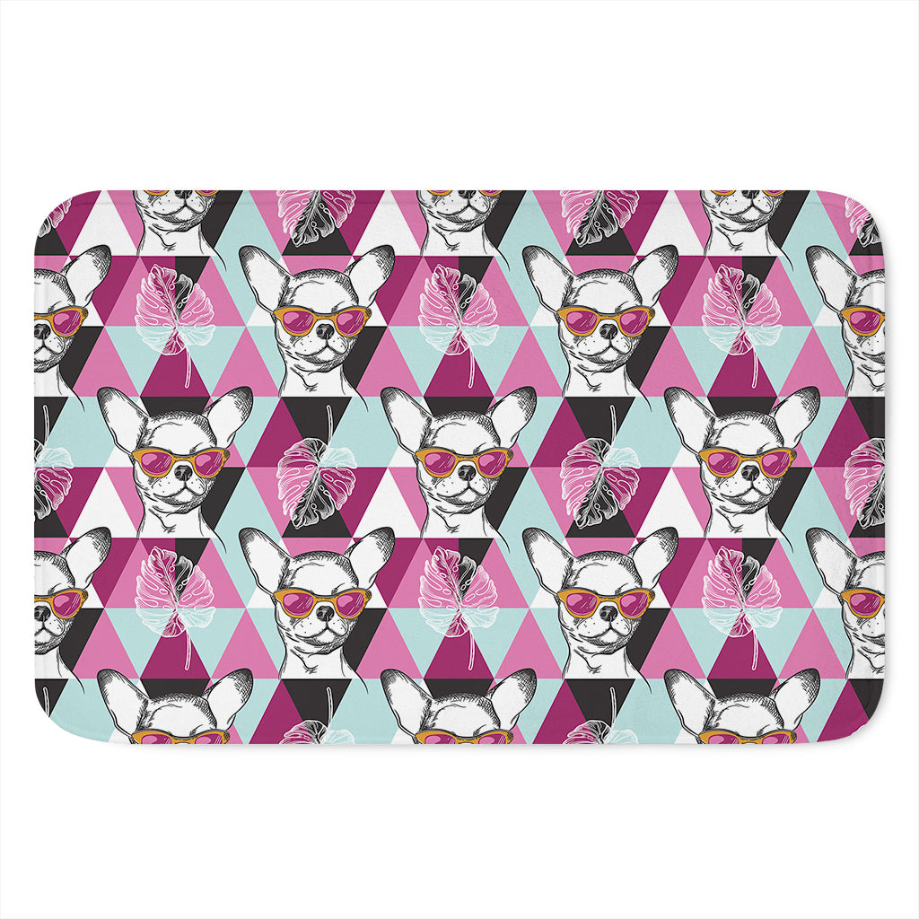 Hipster Chihuahua Pattern Print Indoor Door Mat