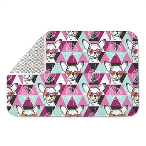 Hipster Chihuahua Pattern Print Indoor Door Mat