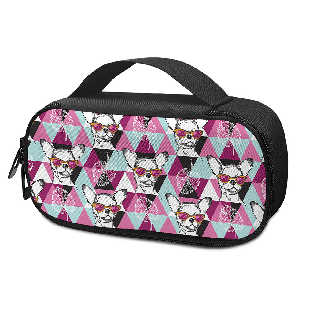Hipster Chihuahua Pattern Print Insulin Cooler Travel Case