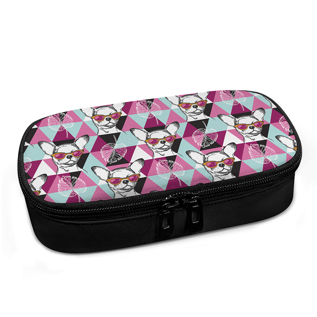 Hipster Chihuahua Pattern Print Insulin Cooler Travel Case