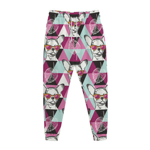 Hipster Chihuahua Pattern Print Jogger Pants