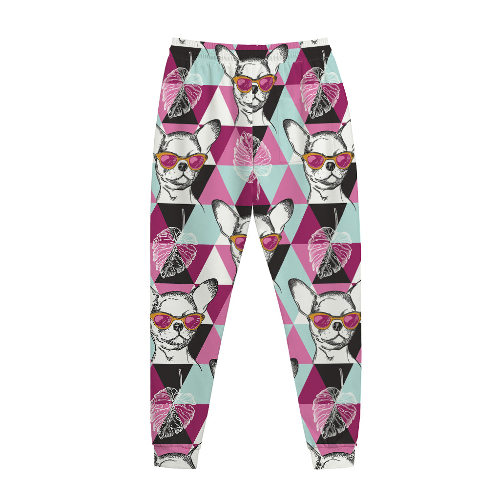 Hipster Chihuahua Pattern Print Jogger Pants
