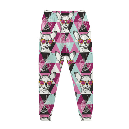 Hipster Chihuahua Pattern Print Jogger Pants