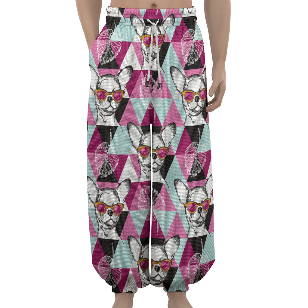 Hipster Chihuahua Pattern Print Lantern Pants